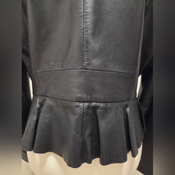 Tristan Ruffled Bottom Leather Jacket - Picture 4 of 8